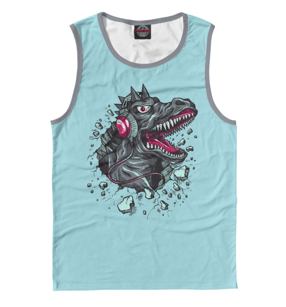 Майка для мальчика с изображением Динозавр - меломан цвета Белый