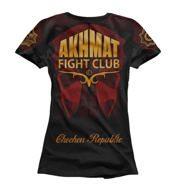 Женская футболка с изображением Пояс WFCA Akhmat Fight Club цвета Белый