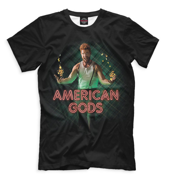 Мужская футболка с изображением Американские боги цвета Черный