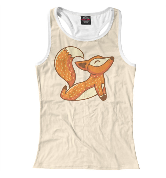 Женская майка-борцовка с изображением Лисенок занимается йогой цвета Белый