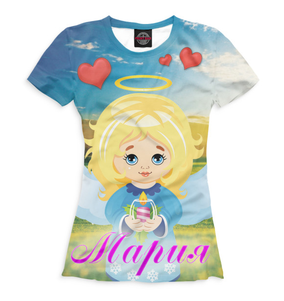 Футболка для девочек с изображением Мария цвета Молочно-белый