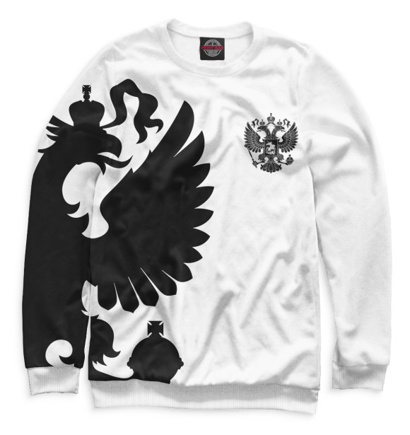 Свитшот для девочек с изображением Герб России цвета Белый