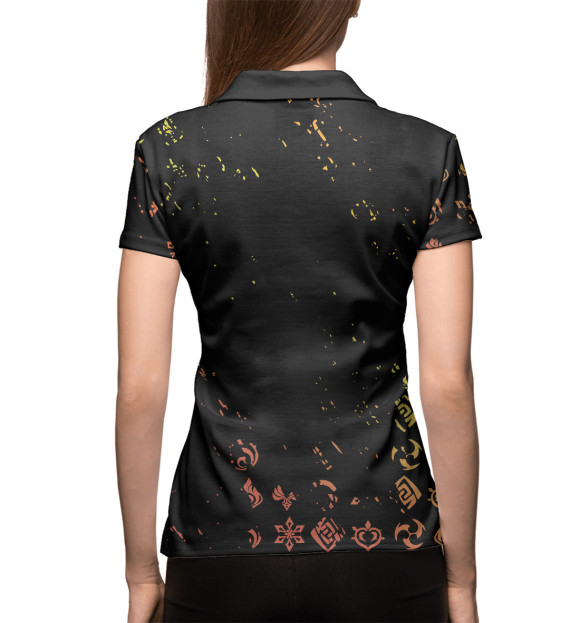 Женское поло с притом Genshin Impact цвета Белый Женское поло с изображением Genshin Impact цвета Белый