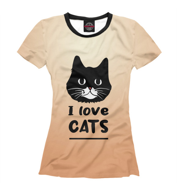 Футболка для девочек с изображением I love Cats (градиент) цвета Белый