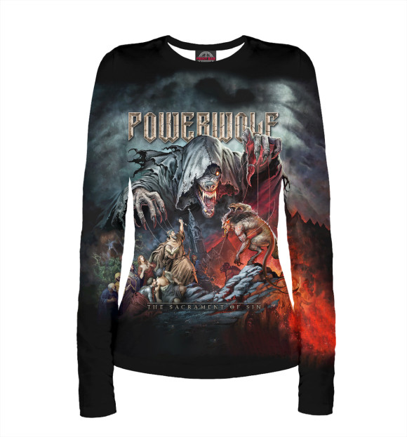 Женский лонгслив с изображением Powerwolf - The Sacrament Of Sin цвета Белый