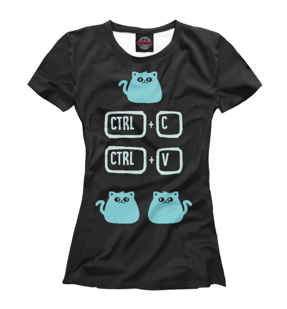 Футболка для девочек с изображением (Shortcat) Ctrl+C Ctrl+V цвета Белый