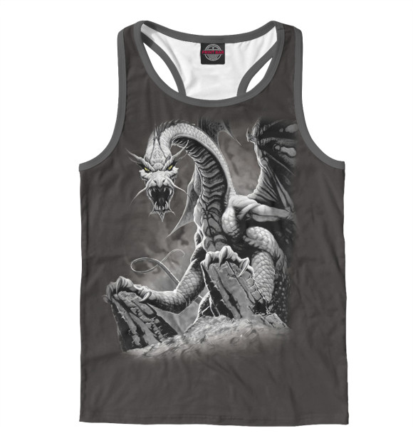Мужская майка-борцовка с изображением Дракон цвета Белый