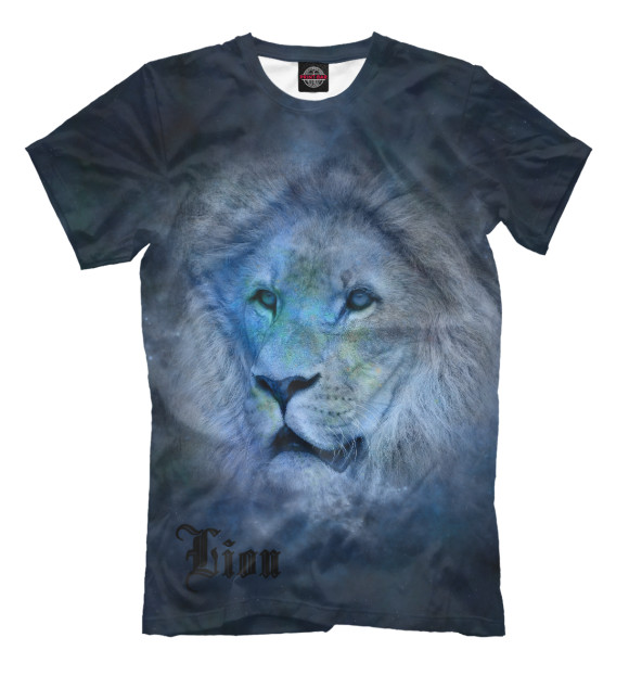 Мужская футболка с изображением Lion цвета Серый