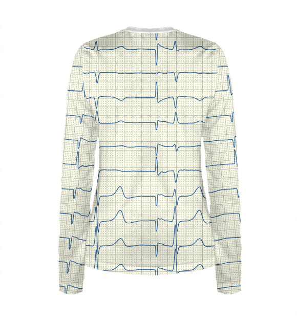 Женский лонгслив с изображением ЭКГ цвета Белый