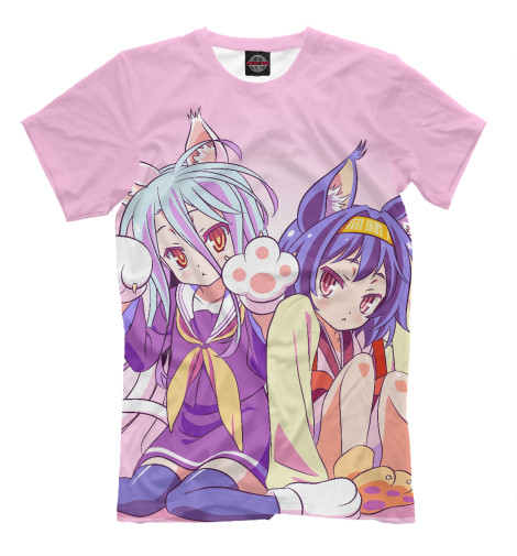 

Футболки Print Bar, Молочно-белый, No Game No Life. Широ и Изуна
