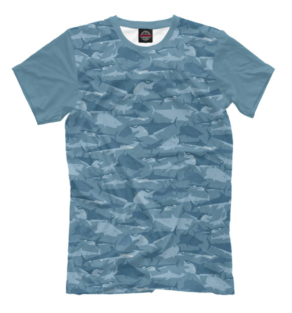 Мужская футболка с изображением Акулы цвета Серый
