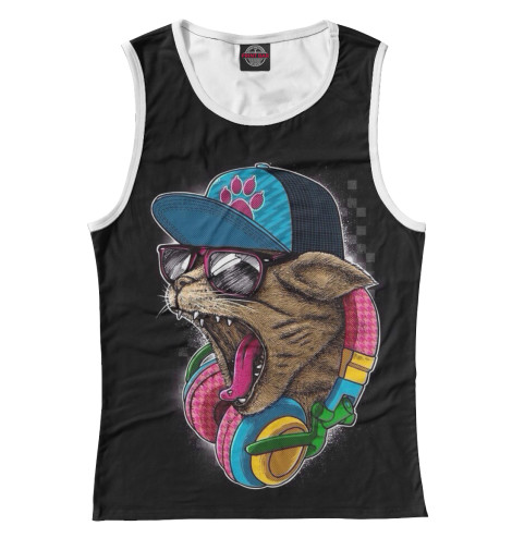 

Майки Print Bar, Белый, кот в кепке