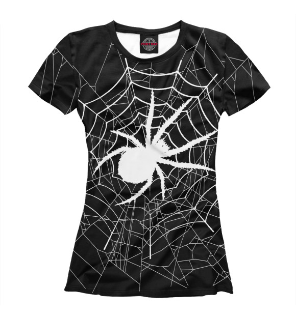 Женская футболка с изображением Паук в паутине цвета Белый