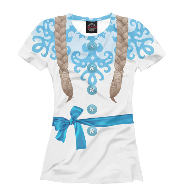 Женская футболка с изображением Снегурочка цвета Белый