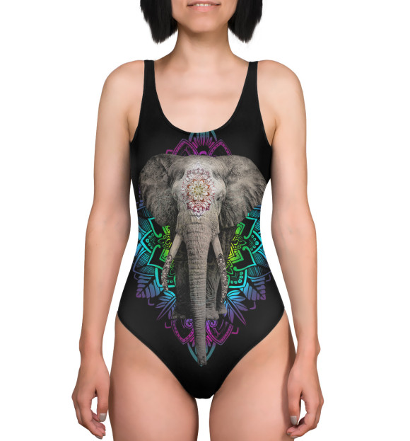 Купальник-боди с изображением Индийский слон цвета 