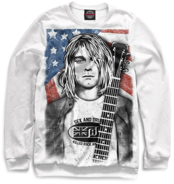 Женский свитшот с изображением Kurt Cobain цвета Белый