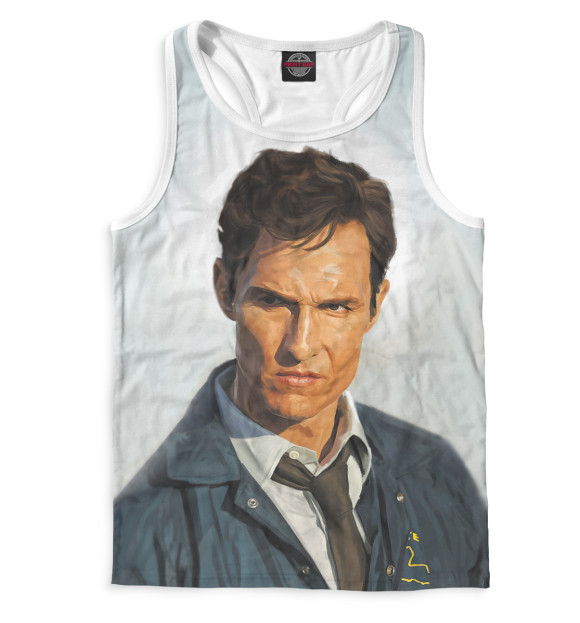 Мужская майка-борцовка с изображением Настоящий детектив цвета Белый