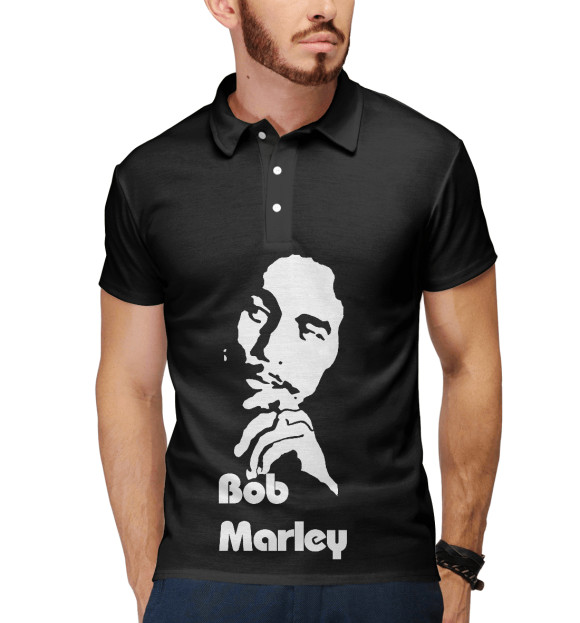 Мужское поло с изображением Bob Marley цвета Белый