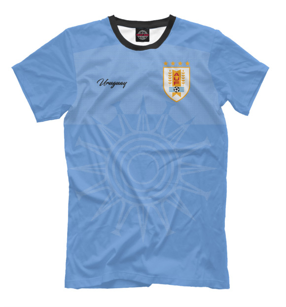 Мужская футболка с изображением Уругвай цвета Грязно-голубой