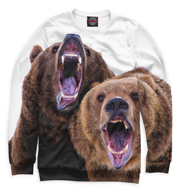Мужской свитшот с изображением Медведи цвета Белый