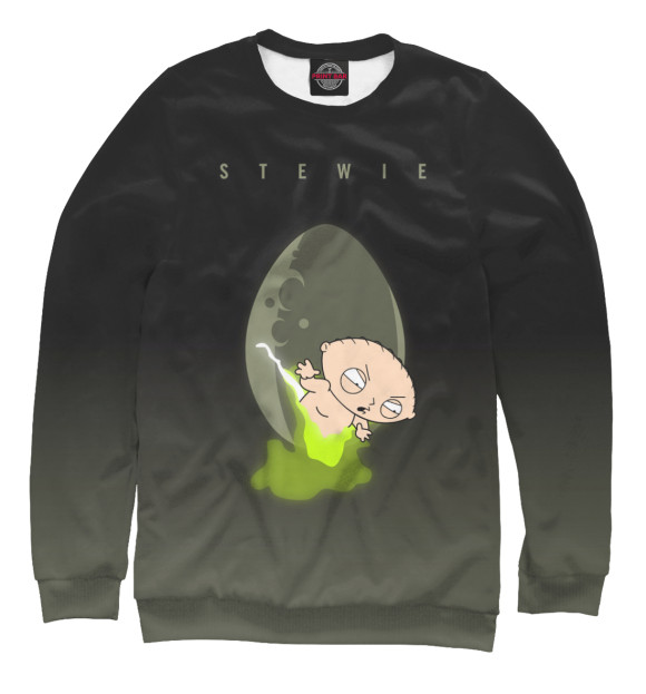 Мужской свитшот с изображением Stewie Griffin Alien цвета Белый