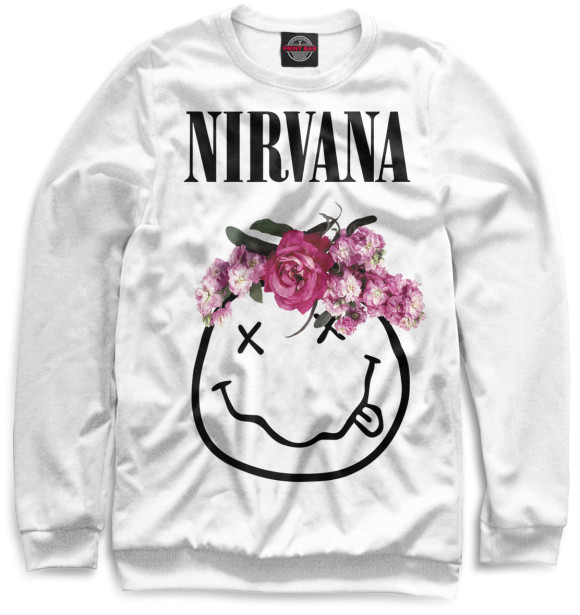 Мужской свитшот с изображением Nirvana цвета Белый