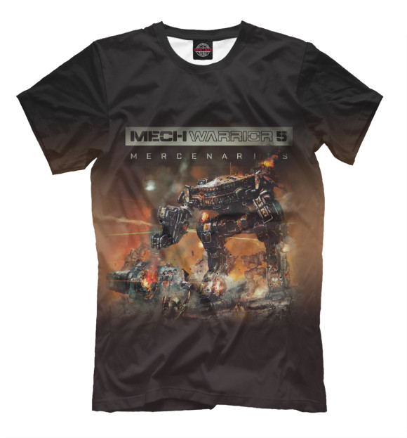 Мужская футболка с изображением MechWarrior 5 Mercenaries цвета Белый