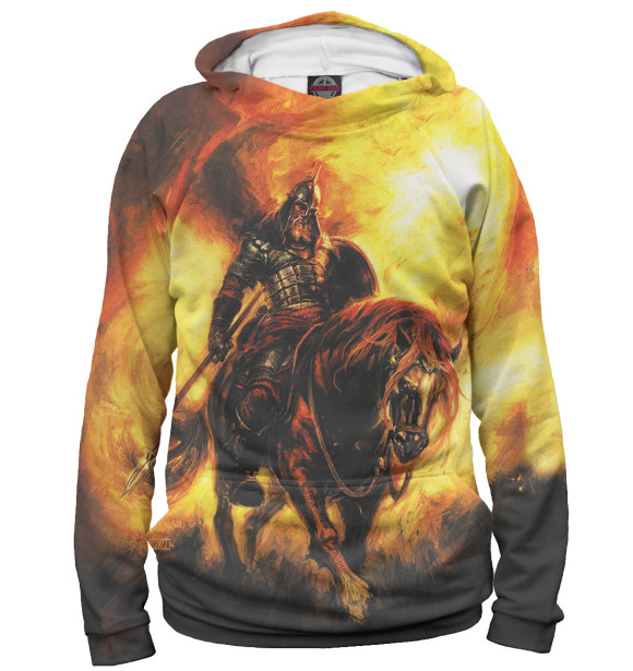 Женское худи с изображением Богатырь цвета Белый