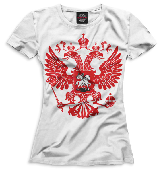 Футболка для девочек с изображением Двуглавый орел цвета Белый