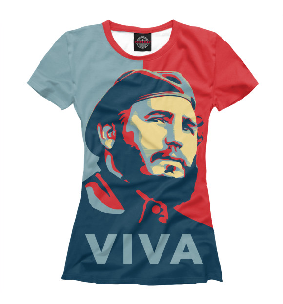 Футболка для девочек с изображением Фидель Кастро цвета Белый