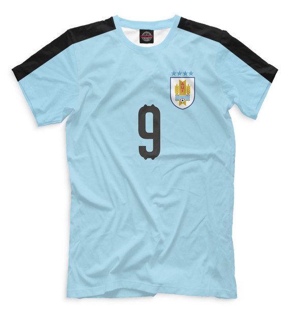 Мужская футболка с изображением Сборная Уругвая – Суарез цвета Молочно-белый