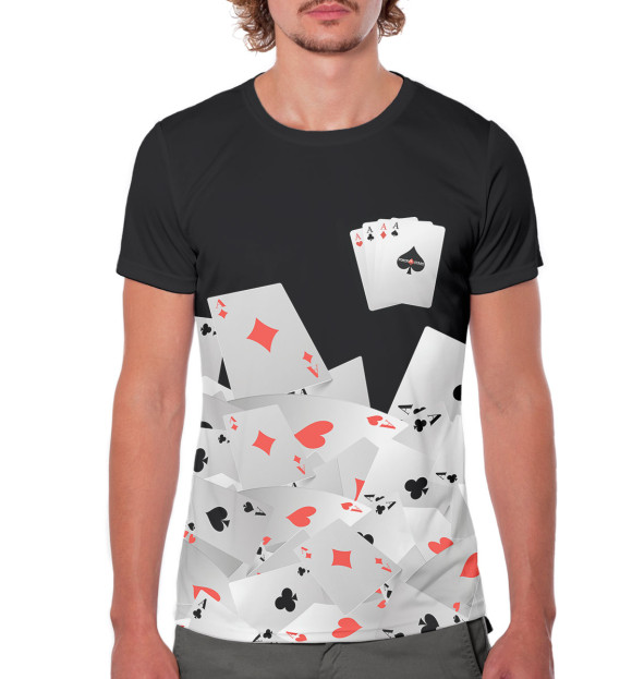 Мужская футболка с изображением Покер цвета Белый