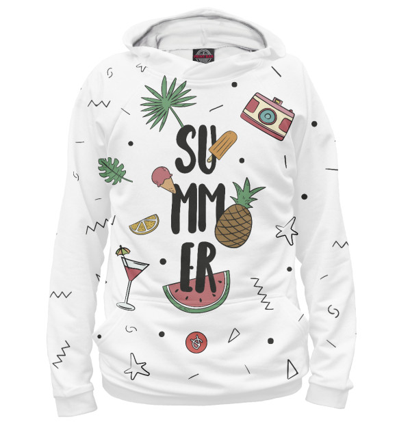 Мужское худи с изображением Summer Party цвета Белый