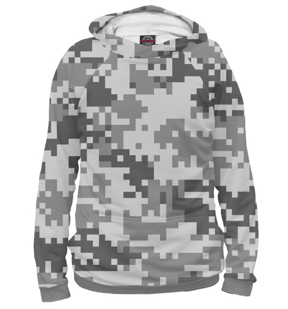 Мужское худи с изображением Camo digital gray цвета Белый