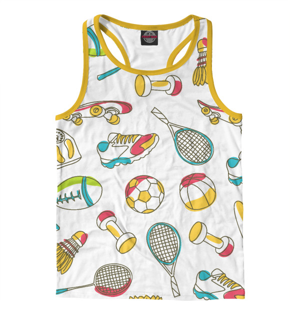 Мужская майка-борцовка с притом Спорт цвета Белый Мужская майка-борцовка с изображением Спорт цвета Белый