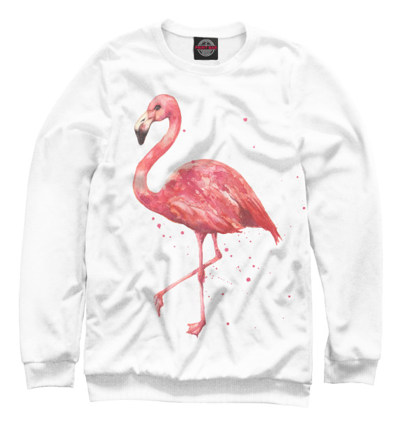 Мужской свитшот с изображением Розовый фламинго цвета Белый