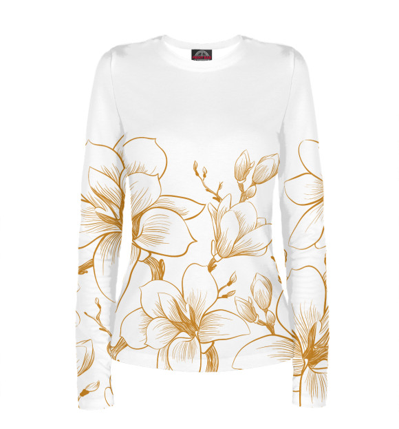 Женский лонгслив с изображением Магнолия цвета Белый