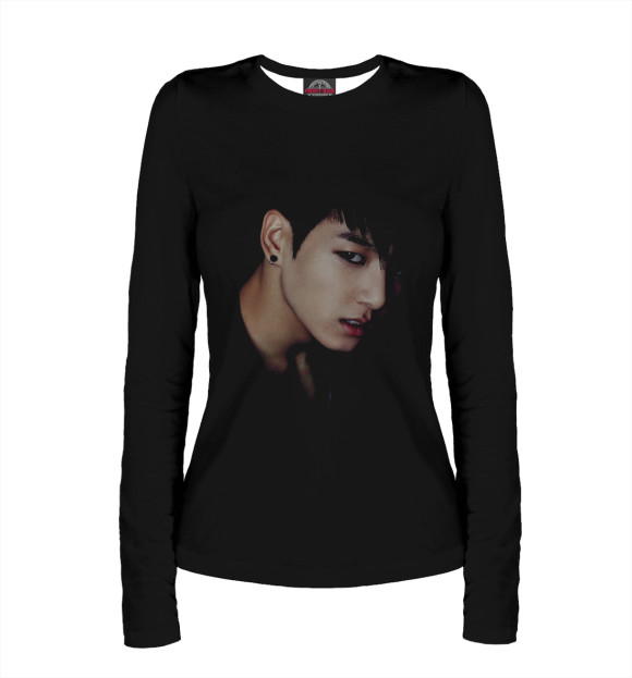 Женский лонгслив с изображением BTS цвета Белый