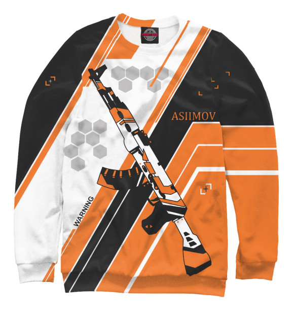 Мужской свитшот с изображением CS:GO / Asiimov AK-47 цвета Белый