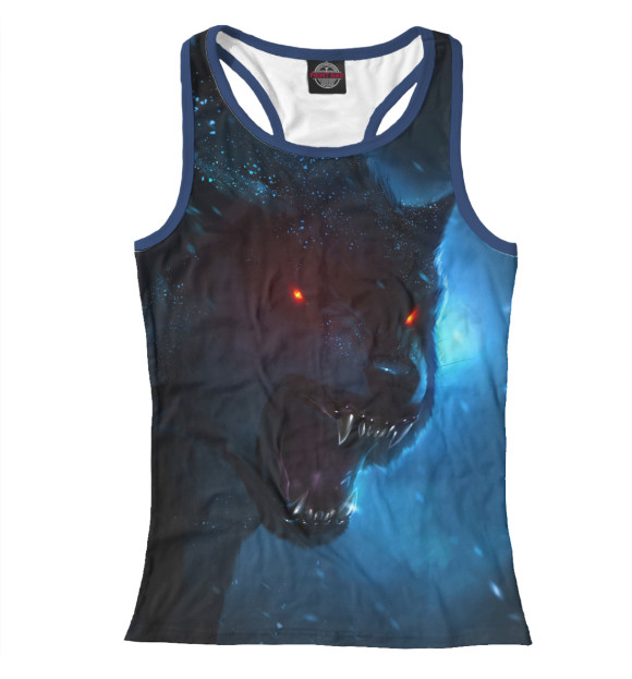 Женская майка-борцовка с изображением Волчик цвета Белый