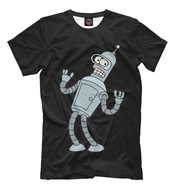 Мужская футболка с изображением Bender Bending Rodriguez цвета Черный