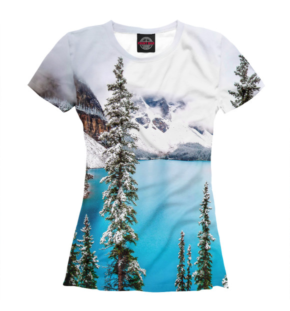 Женская футболка с изображением Озеро цвета Белый