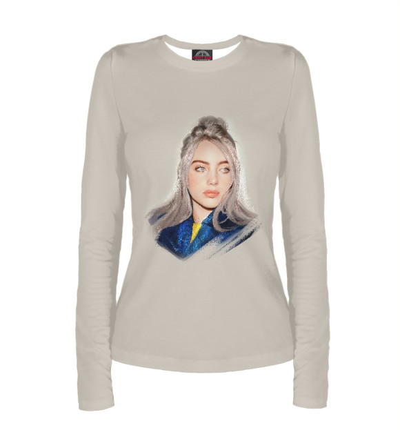 Женский лонгслив с изображением Билли Айлиш цвета Белый