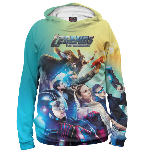 Женское худи с изображением Легенды завтрашнего дня цвета Белый