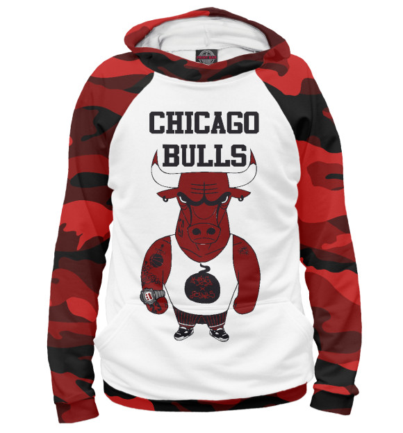 Худи для девочки с изображением Chicago bulls цвета Белый