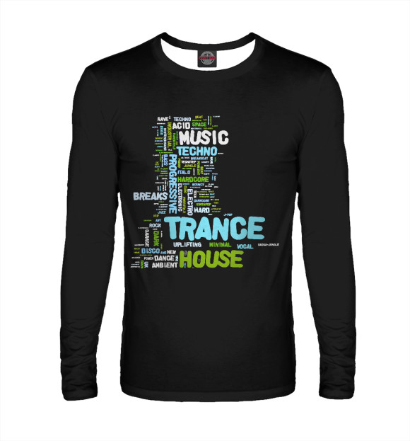 Мужской лонгслив с изображением T-SHIRT Music Style цвета Белый