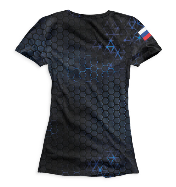 Футболка для девочек с изображением Герб России, соты цвета Белый