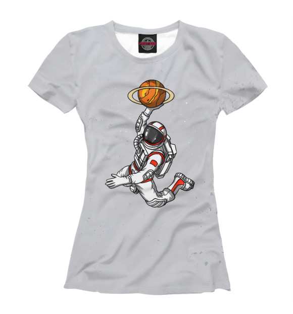 Женская футболка с изображением Basketball Astronaut Space цвета Белый