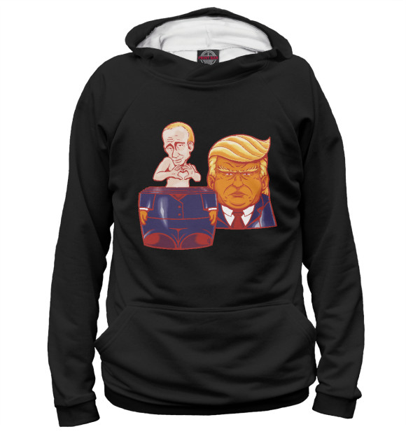 Женское худи с изображением Путин - Трамп цвета Белый