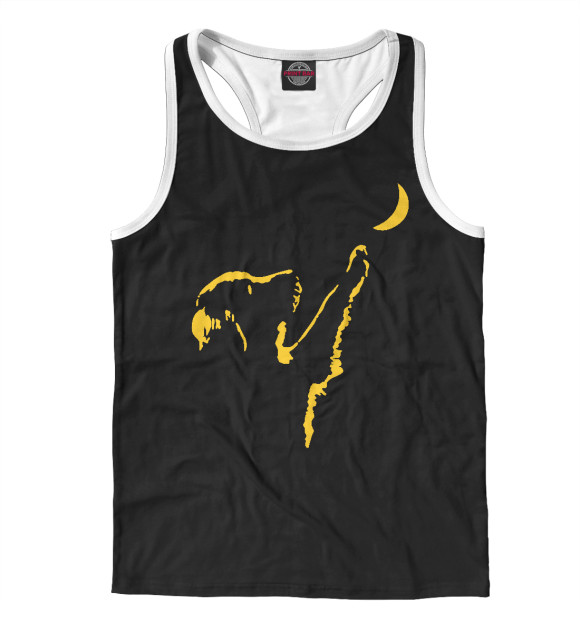 Мужская майка-борцовка с изображением Лунный пес рыжий цвета Белый